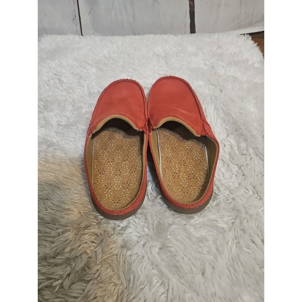 Revitalign Siesta Burst Women Loafer 7.5 B Red Suede Slip On Orthotic Flat Shoes